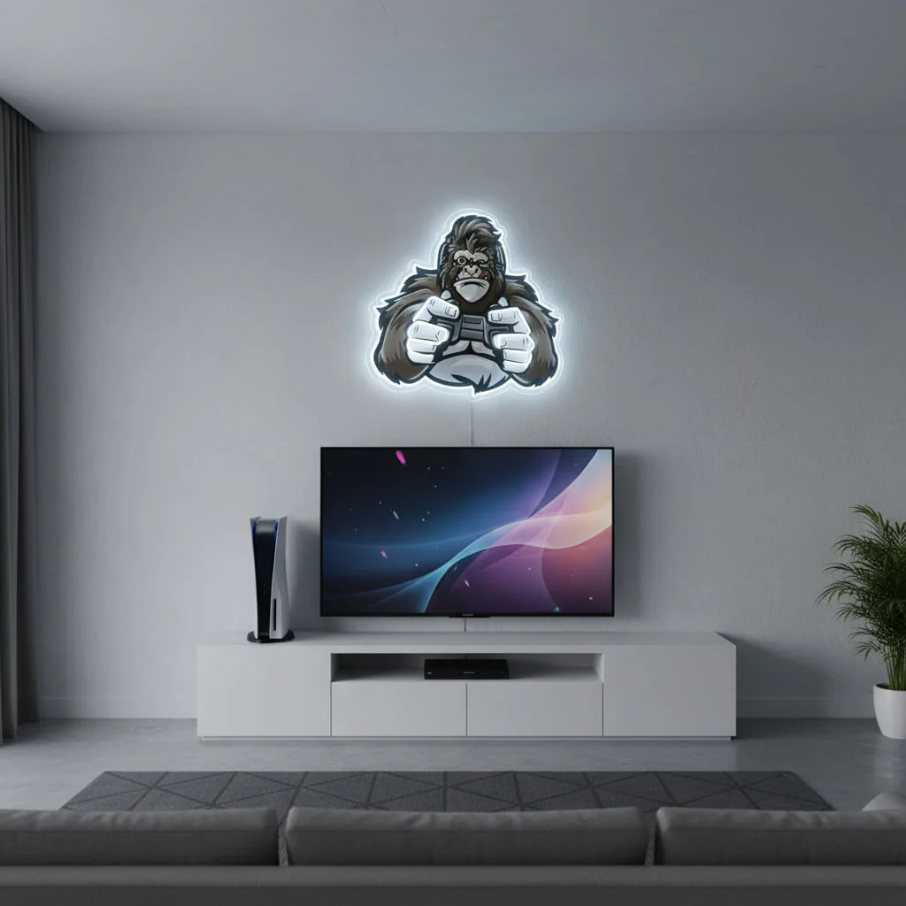 Gorilla Gamer Controller - UV Print Gaming LED Neon Sign - Image 3